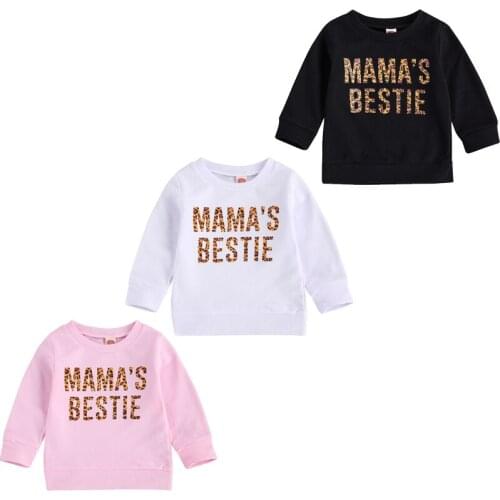 FOCUSNORM 0-6Y Autumn Infant Baby Girls Boys Sweatshirt Tops Letter Leopard Print Long Sleeve Pullover Tops 3 Colors