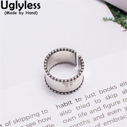 Uglyless Glossy Silver Blank Wide Rings for Women Korean Stylish 925 Silver Fashion Rings Instagram Popular Finger Icons Silver