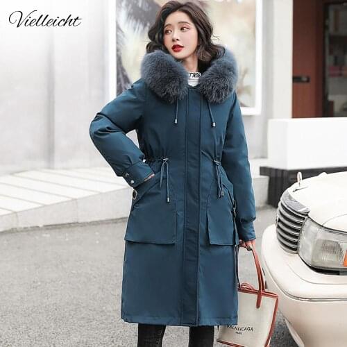 Vielleicht -30 Degrees Autumn Winter Women Coat Long Parkas Female Warm Removable Fur Liner Hooded Winter Jacket Women Outwear