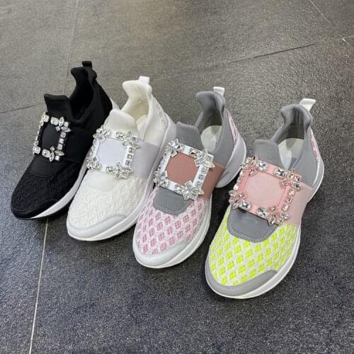 Crystal Flats Woman Loafers Zapatos Mujer Luxury Brand Spring Slip on Rhinestone Square Buckle Running Flat Shoes Women Sneakers