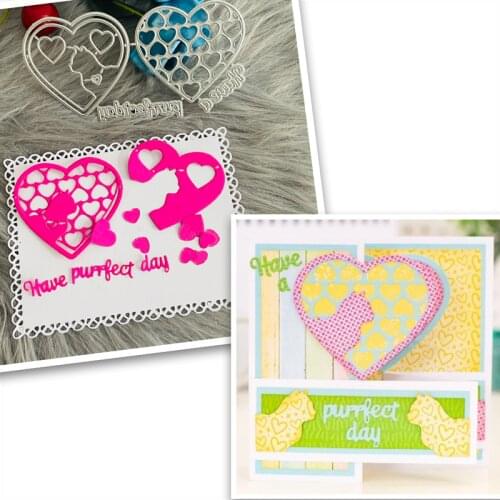 Animal cat with word heart frame die Metal Cutting Dies DIY Scrapbook Paper Cards Embossing Craft Die Cut handmade craft