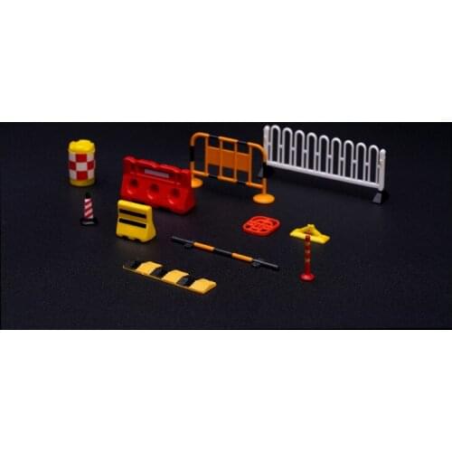 1/64 Die-cast Resin Car Model Traffic Facilities Car Model Scene Set Roadblock Ice Cream Cone Railing Speed Bump DIY Kit
