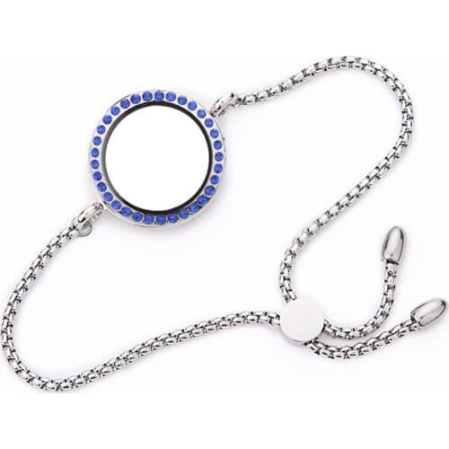1 Pc Good Quality DIY Rhinestone Magnetic Glass Locket Stainless Steel Bracelet