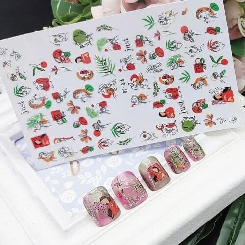 1pc Water Nail Stickers Decal Geometric Abstract Painted Human Face Decals Water Transfer Sliders Nail Supplies Nail Decoration