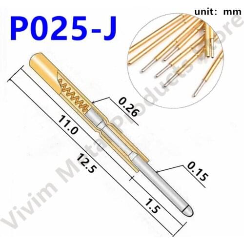 100/Bag P025-J New Durable Test Needle Safety Probe Metal Test Needle Casing Probe Casing Length Degree 12.50mm Dia 0.26mm