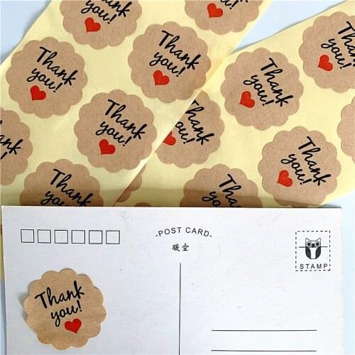 1000pcs/Lot Kawaii Thank you With Red Heart Sticker Baking Seal Sticker DIY Gift Product Sealing Label Sticker Wholesale