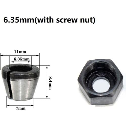 13mm×12mm×7mm/0.51in×0.47in×0.28in Collet Chuck Adapter With Nut 13mm×12mm×8mm/0.51in×0.47in×0.31in Practical