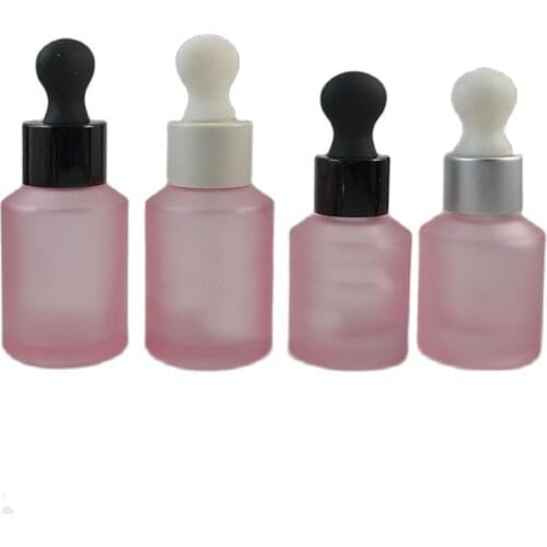 15ML30ML 20pcs/lot Elegant Matte Pink Dropper Bottle, Superior Frosted Pink Essential Glass Bottle, Top Quality Cosmetic Package