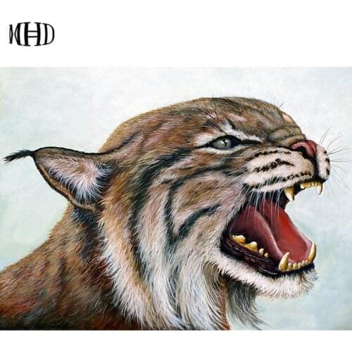 New 3D DIY Diamond Painting Animal 5D Diamond Embroidered Full Square & Round Rhinestone Crystal Mosaic Angry Big Cat 40x50cm