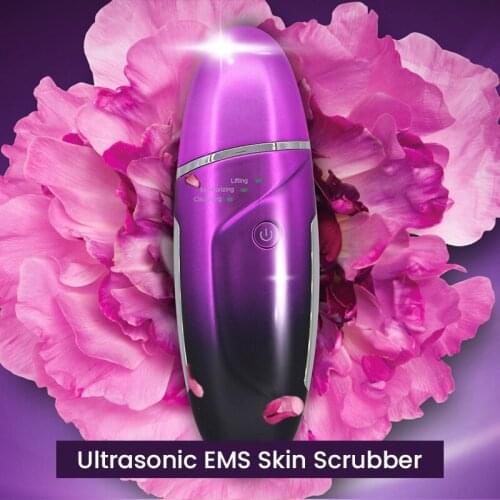 Skin Scrubber Exfoiator Deep Face Cleaning Facial Spatula Blackhead Remover 3 Modes USB Rechargeable Ultrasonic EMS Lifting Tool