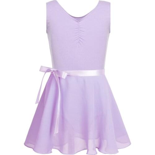 Tutu Ballet Dress Girls Kids Cotton Ballet Dance Gymnastics Leotard With Chiffon Tied Skirt Outfit Set Ballerina Party Costumes