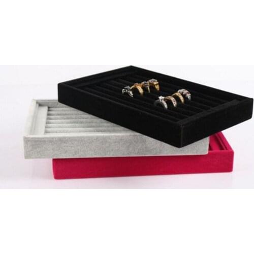 Velvet Suede Ring Earrings Organizer Ear Studs Jewelry Display Stand Holder Rack Showcase Plated Fashion Jewelry Box Case Casket