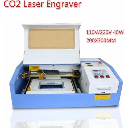 Free Shipping CNC Laser Engraver CO2 Engraving Machine 110/220V 40W 200*300mm Cutter 3020 Laser Cutting Machine with USB Port