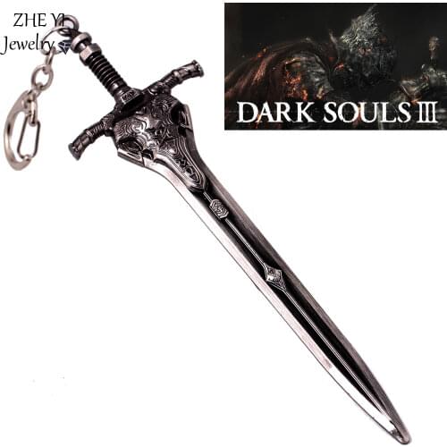 Dark Soul Artorias Sword Model Keychain For Men Abyss Walker Knights Sword Pendant Key Ring Car Bag Key Finder Cosplay Jewelry
