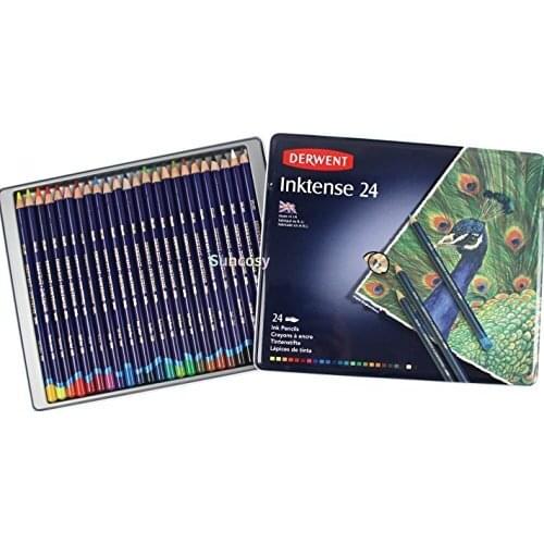 Derwent Colored Pencils, Drawing, Watercolor, Art, Inktense Ink Pencils, 24-Pack (0700929) Water soluble color,Non-Toxic