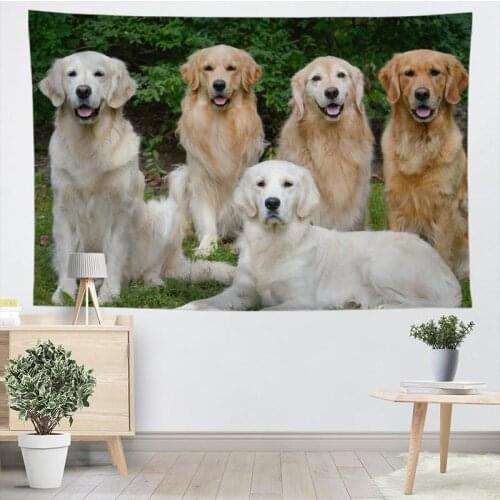 Custom Golden Retriever Tapestry Sheets Home Decorative Tapestries Beach Towel Blanket Cloth Wall Tapestry