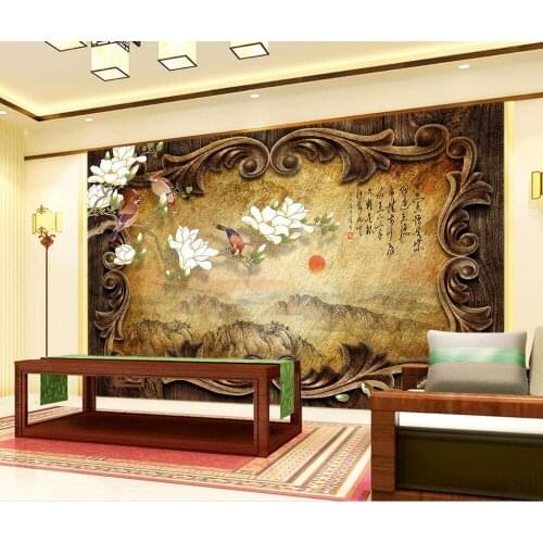 Classical wooden frame Landscape 3d wallpaper flower 3d stereoscopic wallpaper Home Decoration