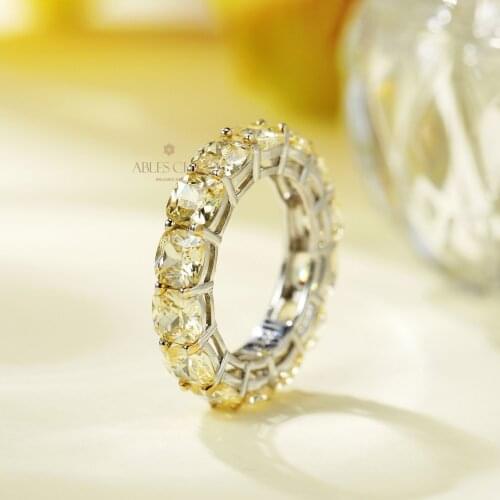 Lab Cushion Scapolite Statement Ring Sterling Silver Yellow Beryl 5A Zircon Bridal Wedding Band Cocktail Rings S2R1S2R0950