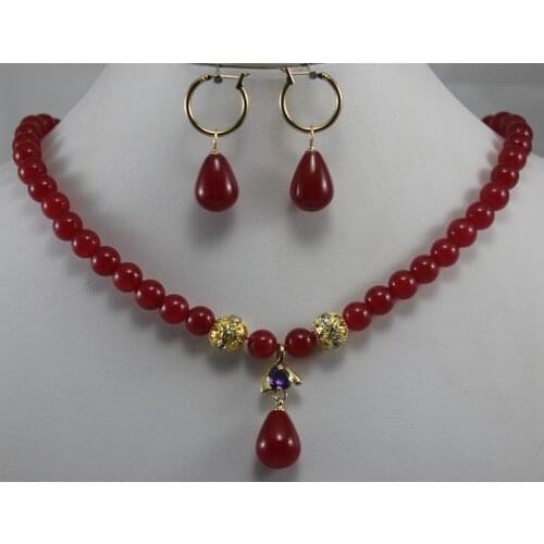 Jewelry SET perfect matched 8mm white shell pearl and tiger eye stone earring pendant necklace Set gem womens