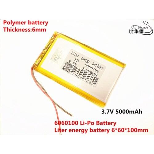 Liter energy battery Good Qulity 3.7V,5000mAH 6060100 Polymer lithium ion / Li-ion battery for tablet pc BANK,GPS,mp3,mp4