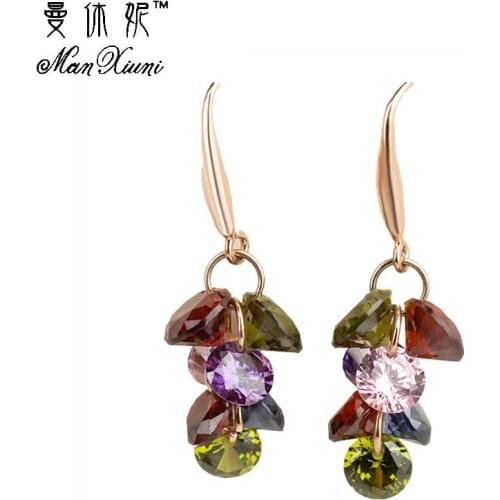 Manxiuni Popular Colorful Grap Pattern Drop Dangle Hook Earrings Bohemia Style Women Luxury Jewelry