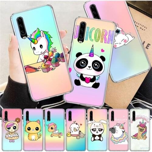 Cats Dogs Unicorn Animal Doll Panda Soft Cover Phone Case For Huawei P30 P20 P10 P40 Mate 30 20 10 Pro Lite P Smart Z Plus + Gif