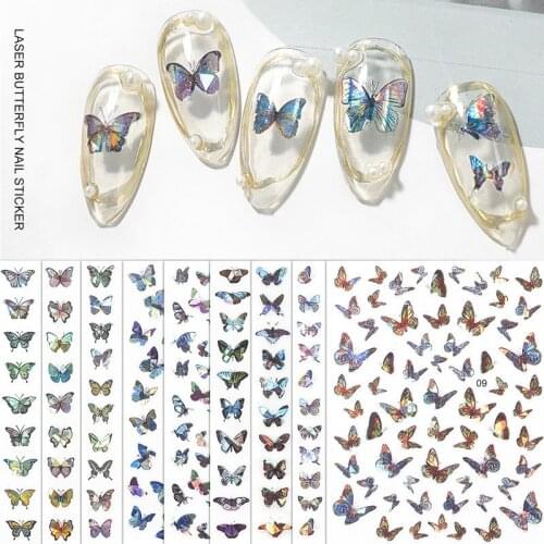 Nail Art Laser Color Butterfly Sticker Set Summer Autumn Nails Decal Designs Manicure Decoration Tools