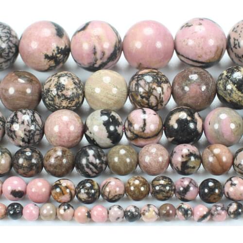 Natural Smooth Black Line Rhodonite 4-14mm Round Beads 15inch ,Wholesale For DIY Jewellery Free Shipping
