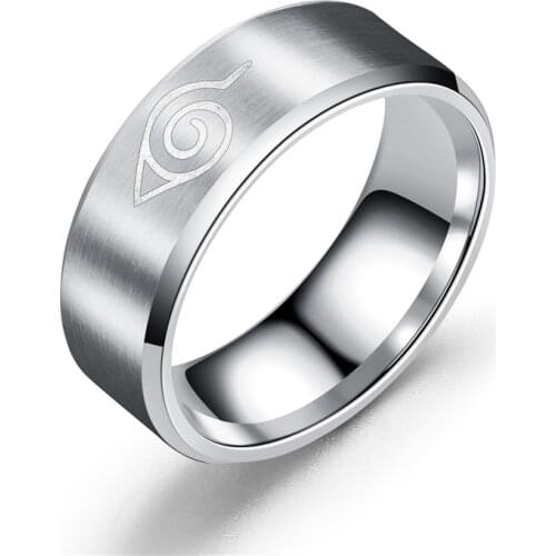 2021 New Konoha Sign 316L Stainless Steel Ring Black Finger RingsTitanium Steel for Men Women Wholesale Christmas Gifts