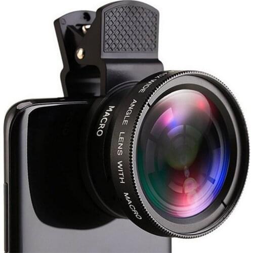 2 Functions Mobile Phone Lens 0.45X Wide Angle Len & 12.5X Macro HD Camera Lens Universal for iPhone Android Phone