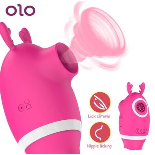 OLO Clit Vagina Stimulator Nipple Sucking Vibrator Sex Oral Licking 5 Frequency Silicone Sex Toy for Women