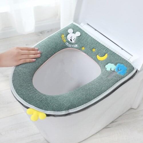 Autumn and Winter Toilet Pad Thickened Toilet Seat Cushion Soft Short Velvet Toilet Seat Cover Bathroom WC Cover Four-season