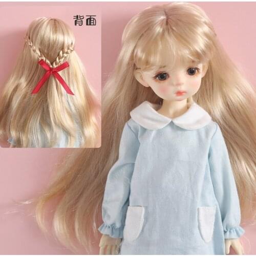 30cm BJD doll wig fashion Golden pink brown wig for 1/6 BJD DD SD MSD YOSD doll wig Bangs braid long curly hair doll accessories