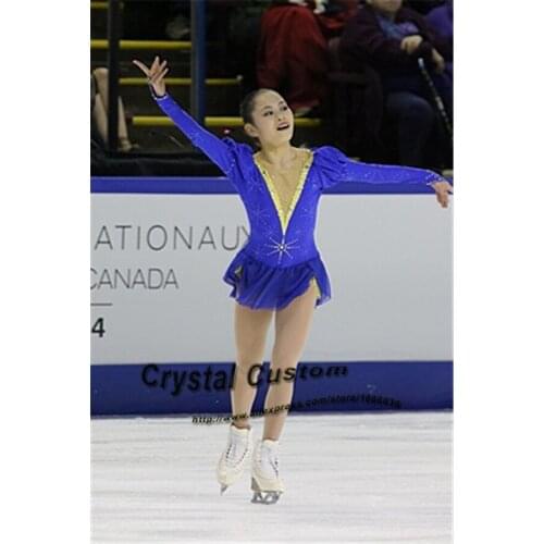 Custom Blue Figure Skating Dresses Crystal New Brand Vogue Ice Skating Competition Dress DR3274