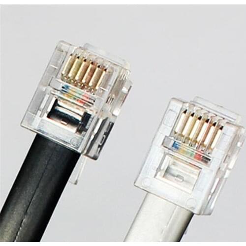 0.5M 6P6C Pure Copper Flat Cable RJ12 Double-headed 6-core Telephone Jumper Cable Wire