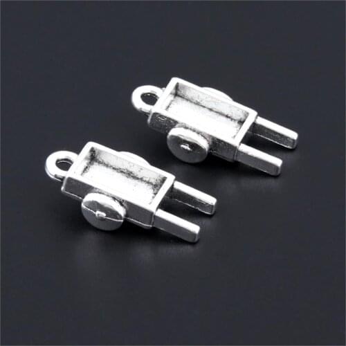 20Pcs Silver Color Trolleys Cart Charms physical labor Pendant Bracelet Keyring Jewelry Handcrafts Accessories 22X12mm A3194