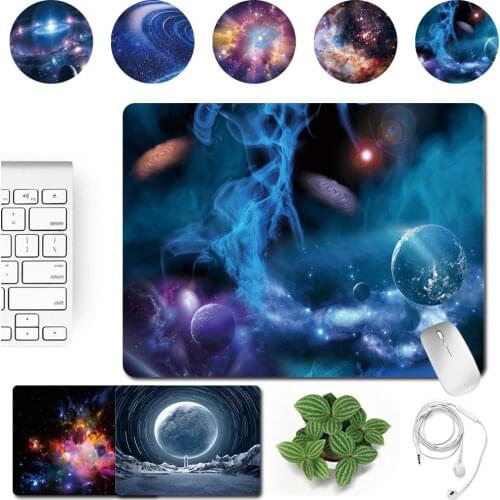 Portable Durable Gaming Mousepad Smooth Waterproof PU Leather Computer Mouse-pad Space Series Pattern Series Mouse Mat