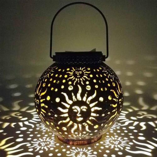 Hollowed-Out Lantern Solar Lights IP55 Waterproof Outdoor Landscape Decorative Hanging Lantern Lights for Patio Garden Lighting