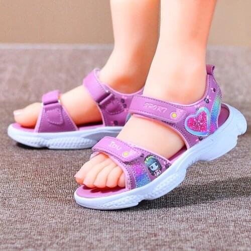 Summer New Canvas Sandals Girls Sandals Solid Color Soft Soled Anti-Slip Children Kids Shoes Summer Beach Sandals
