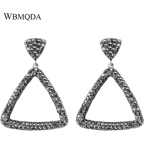 Fashion Vintage Drop Earrings For Women Geometric Black Crystal Party Steampunk Style Women Party Jewelry Accessories