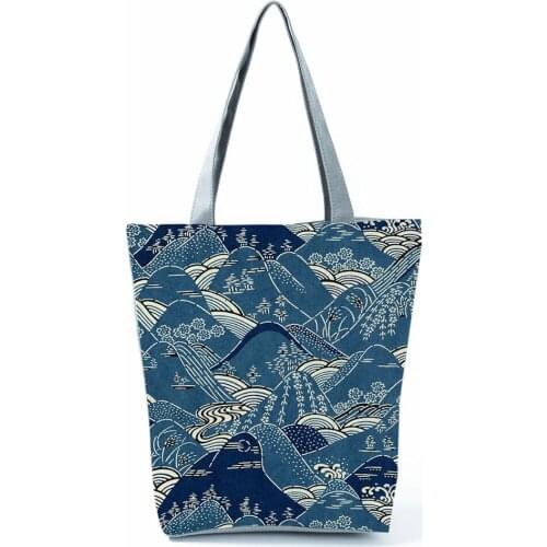 Retro Hill Forests Printed Handbag Casual Bag Women Simple Female Tote Bag Aesthetic Reusable Shopping Bag Vintage Shoulder Bag