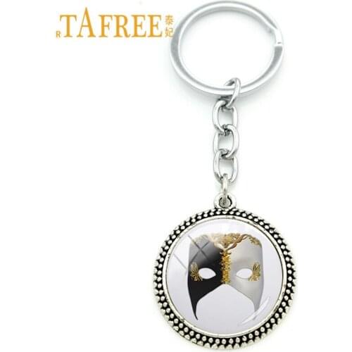 TAFREE Vintage Men&Women Masks Key Chain Dance Party Mysterious Retro Masks Masquerade Mask Kerings Key Pendant Charms MK47