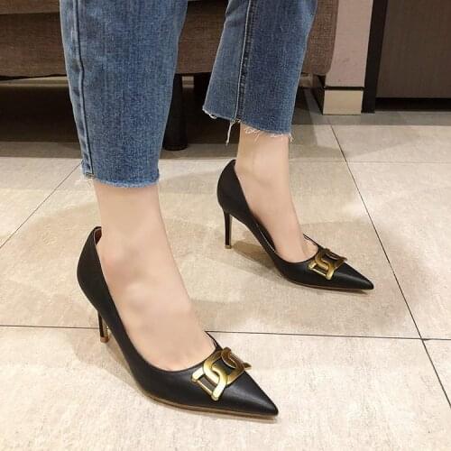 Single shoes female spring and autumn pointed sexy thin heel new high heels web celebrity all-match shallow mouth work shoes