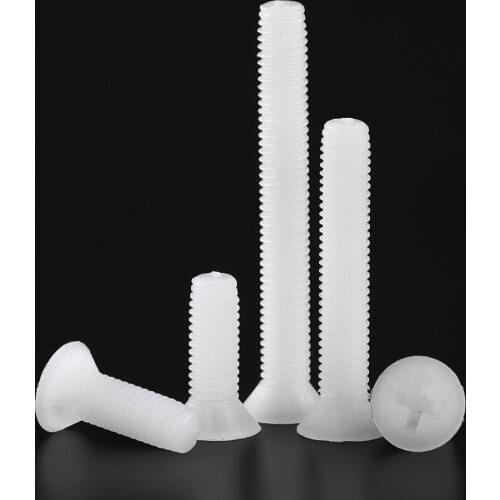 10PCS M6*8 10 12 15 20 25 30 35 40 Flat Head Phillips Screws Nylon Plastic Screw M6x8 M6x10 M6x15 M6x20 M6x30 M6x40