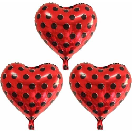 3pcs/Lot Ladybug Pet Polka Dot Heart Foil Balloons Red Black White Globos Wedding Birthday Party Decoration Supplies Baby Shower