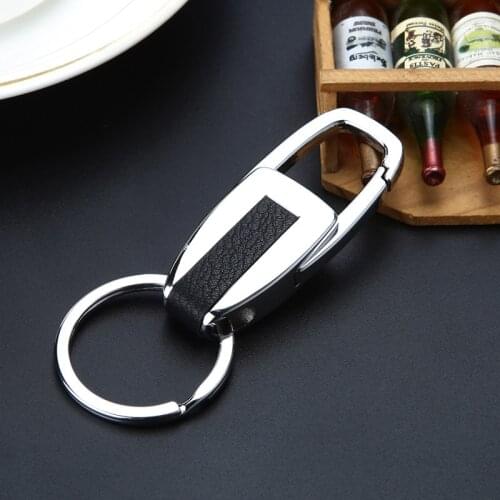 High Quality Keyring Keychain Genuine Leather Men Simple Key Chains Holder Keyfob For Car Accessories Gift Bag Buckle