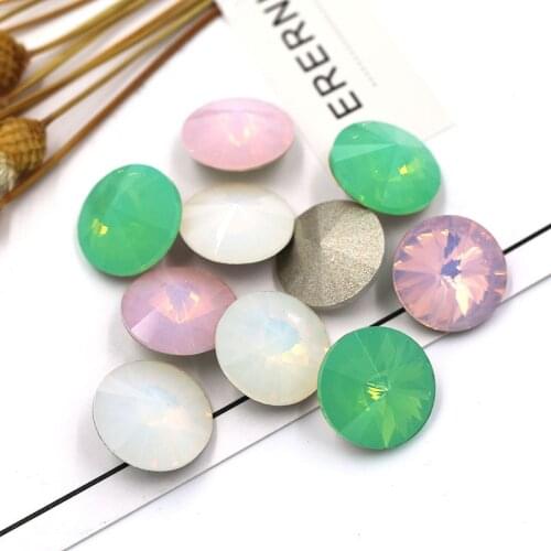 High Quality Multi-size Rivoli Nail Crystal Glass Round Shape Pointback Opal Applique Rhinestones Glue On Dress/Clothing