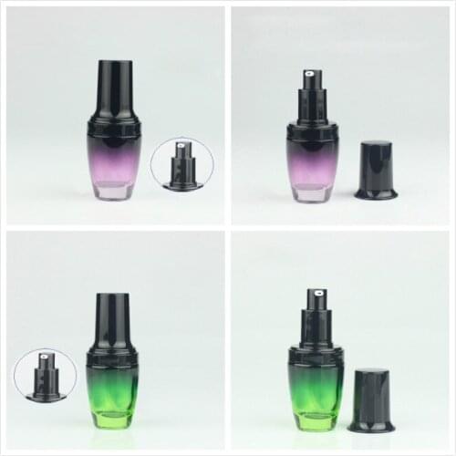 20ML green/purple glass bottle with black pump black lid for serum/lotion/foundation/emulsion containing pump bottle