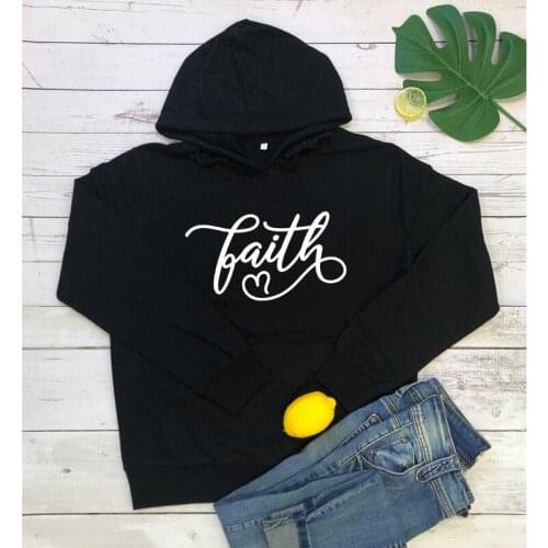 Faith 100%Cotton Hoodies Women Religious Christian Church Hooded Sweatshirts Unisex Long Sleeve Graphic Jesus Pullovers Femme