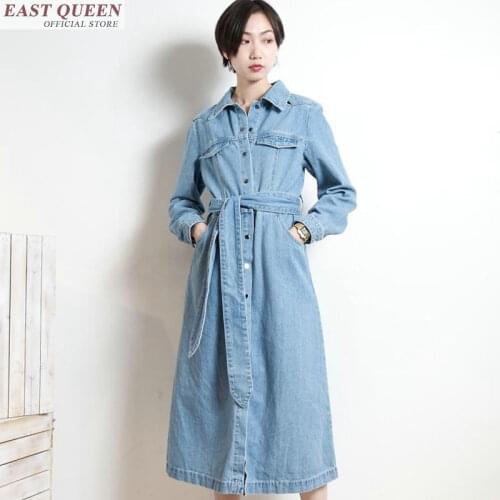 Womens denim dresses new arrival 2019 long elegances dress spring autumn chic casual office lady cowboy female dresses FF124